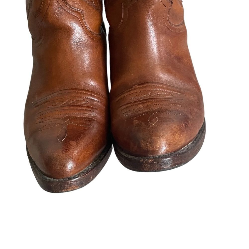 TOM HOUSTON Vintage Brown Leather Western Cowboy Boots 7 - Picture 7 of 13